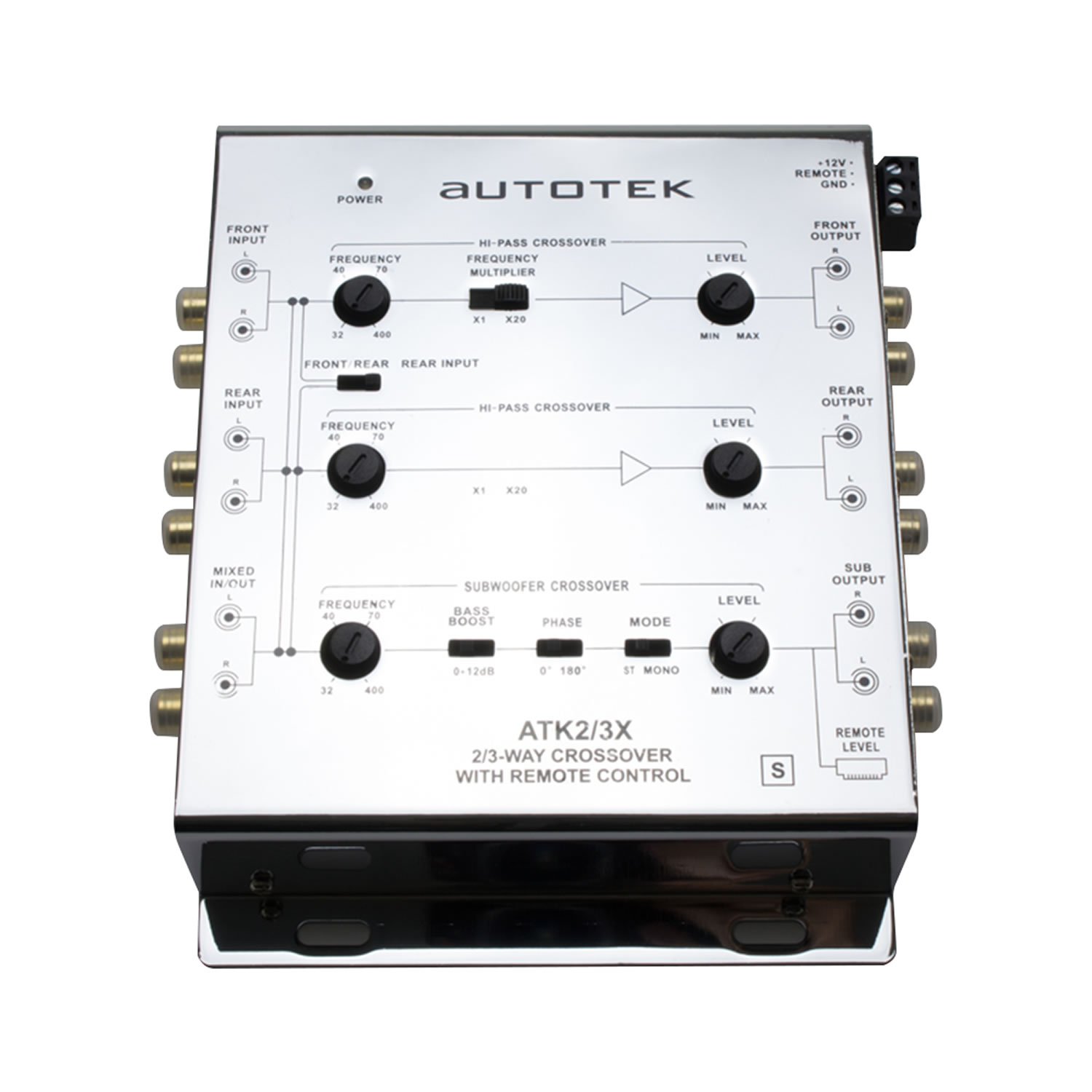 ATK Autotek Atk2/3x 3-Way Crossover Elettronico Con Remoto Cruscotto Supporto Basso 